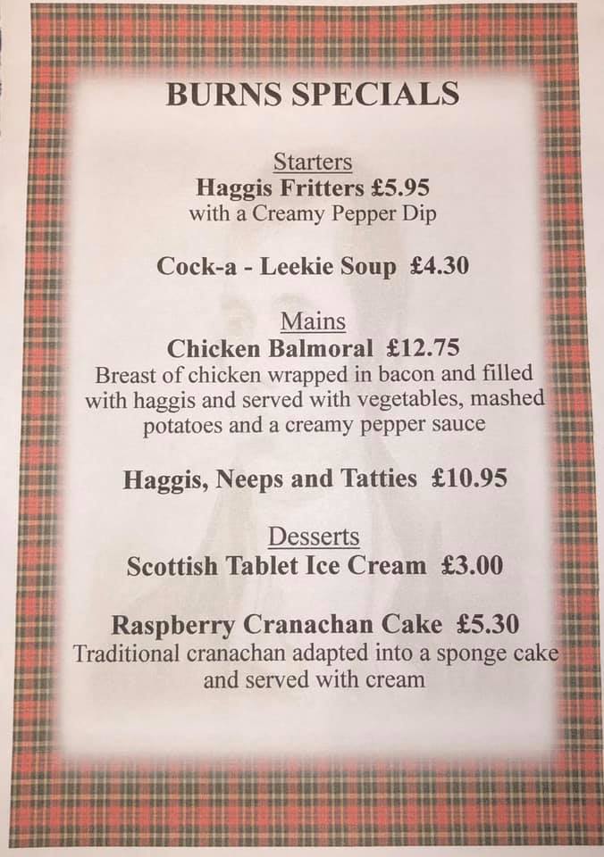 Burns Menu