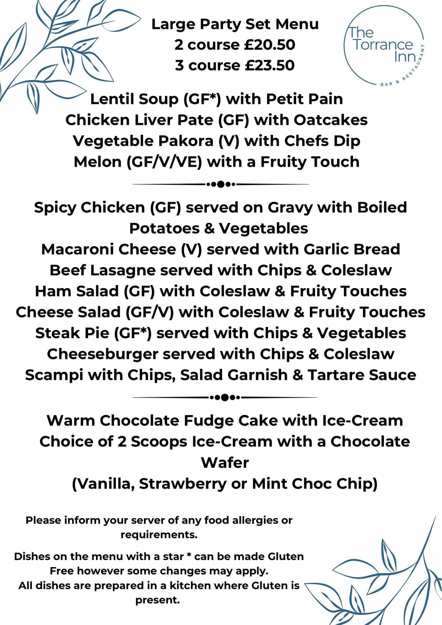 Large Set menu