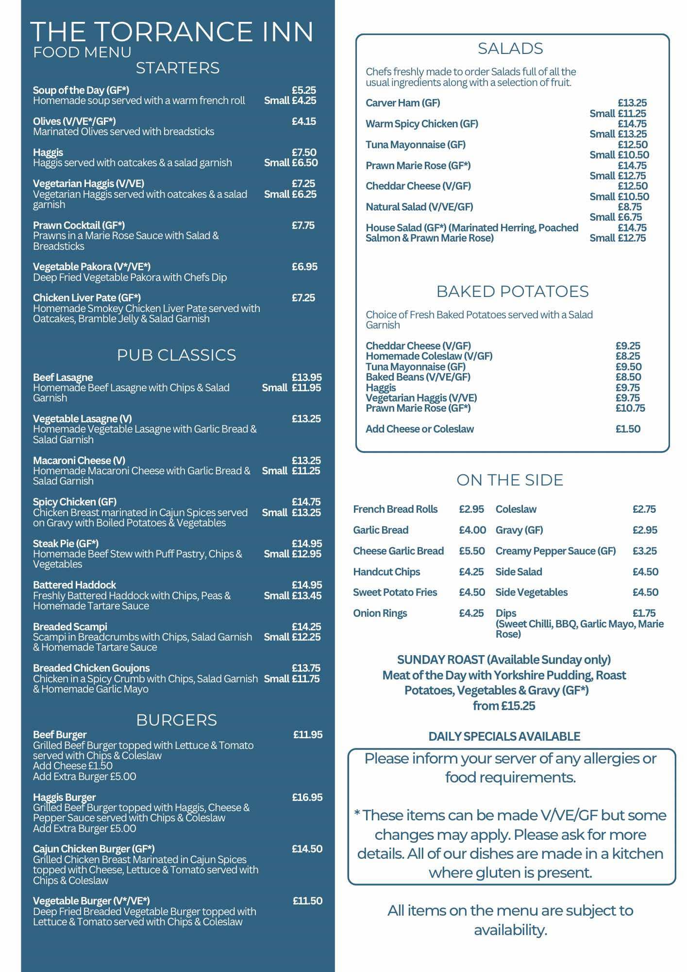 Food menu